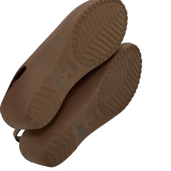 Crocs Womens Brown Open Toe Wedge Slingback Sandals Size 10 - Picture 4 of 13